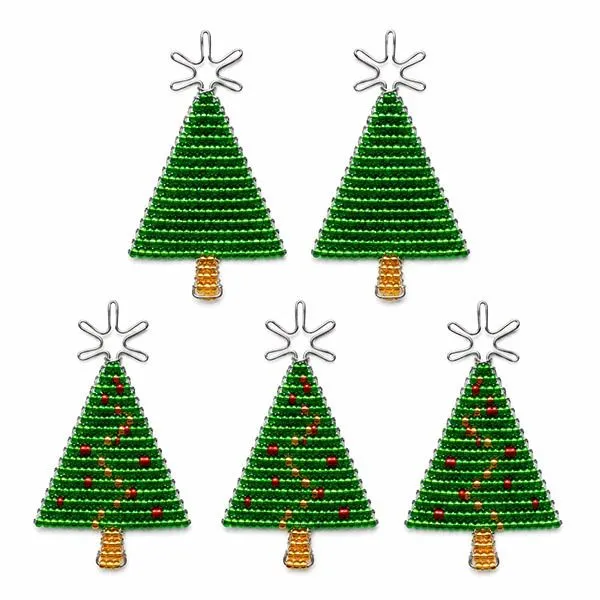 J J Evergreen Luxe Handcrafted Beaded Christmas Tree Ornament Set Of 5