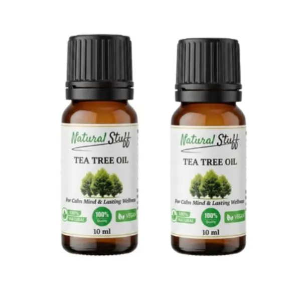 Natural Stuff 100% Pure Tea Tree Essential Oil - Antimicrobial 10ml 2 Pack