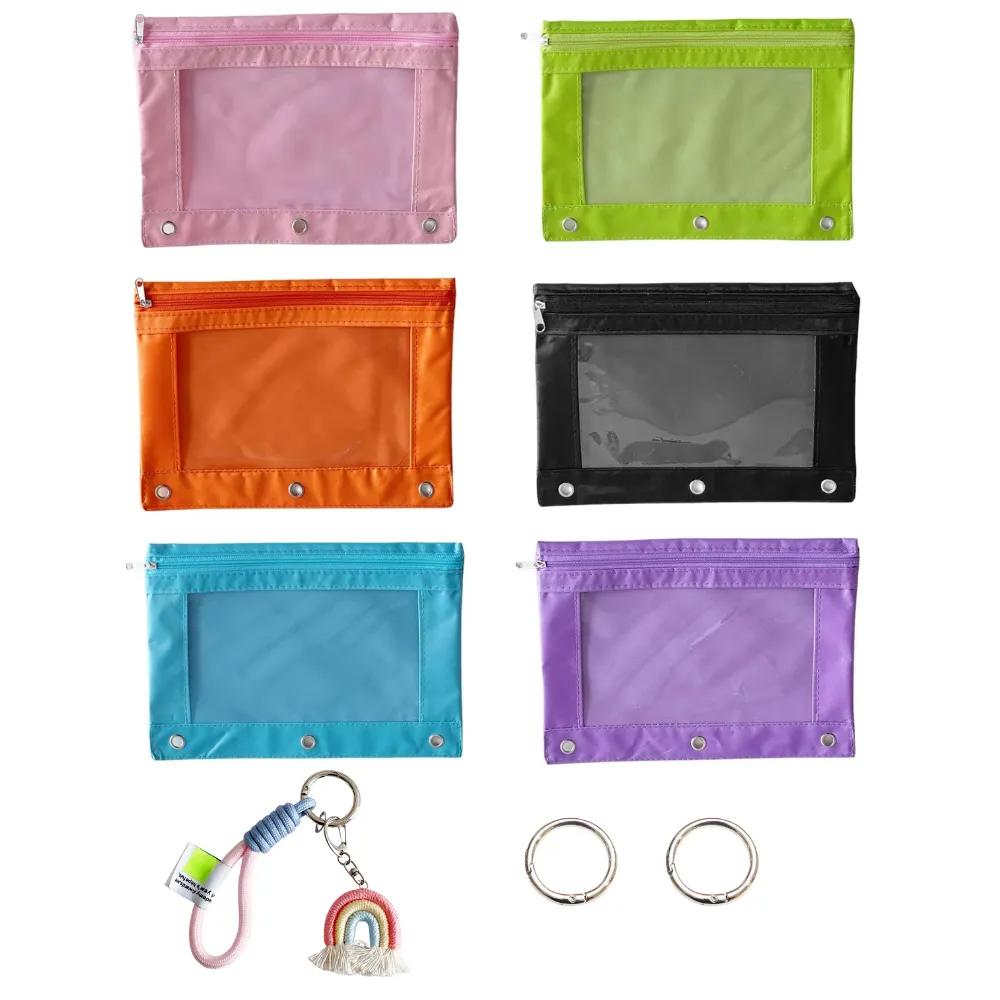 Bestby - 6 Colors A5 Stationery Pen Pouches Storage Bags 3-ring Binders