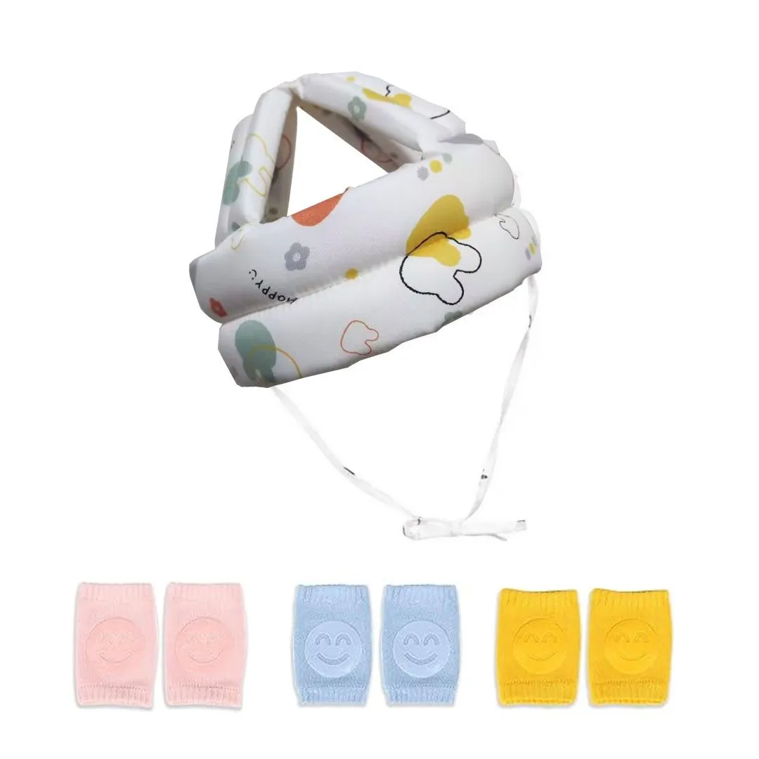 Baby Head Protector Cap Helmet & Knee Pads 3 Pairs For Crawling Walking