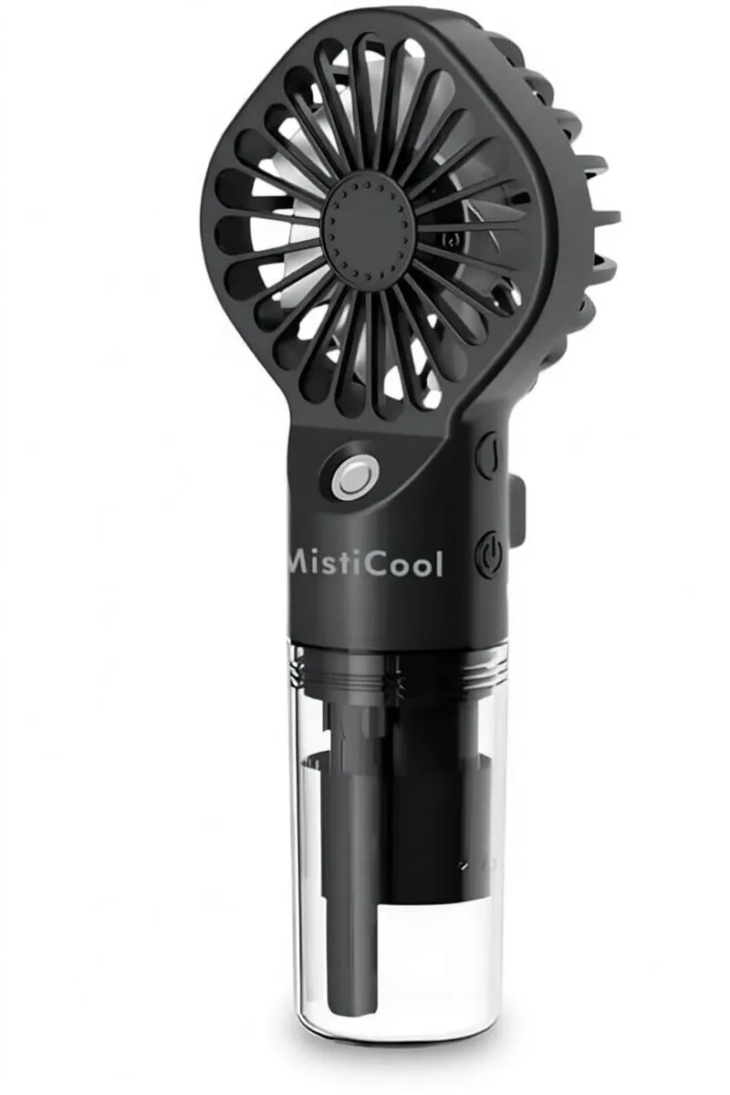 USB Rechargeable Handheld Mist Fan, Portable Mini Humidifying Cooling Fan - Black
