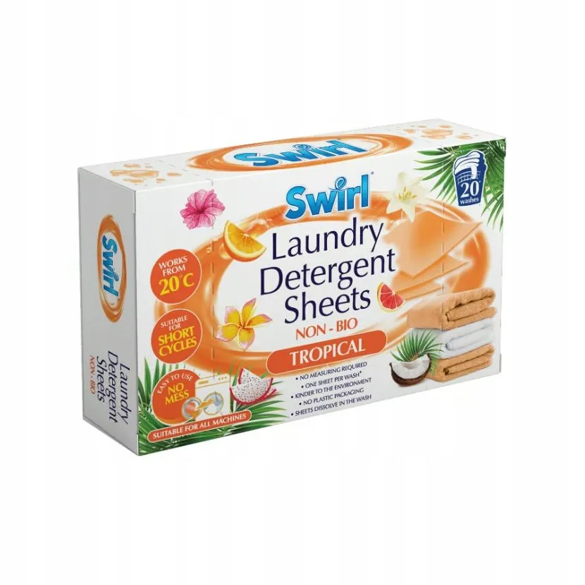 Swirl Laundry Detergent Sheets Non Bio Tropical 20 Washes