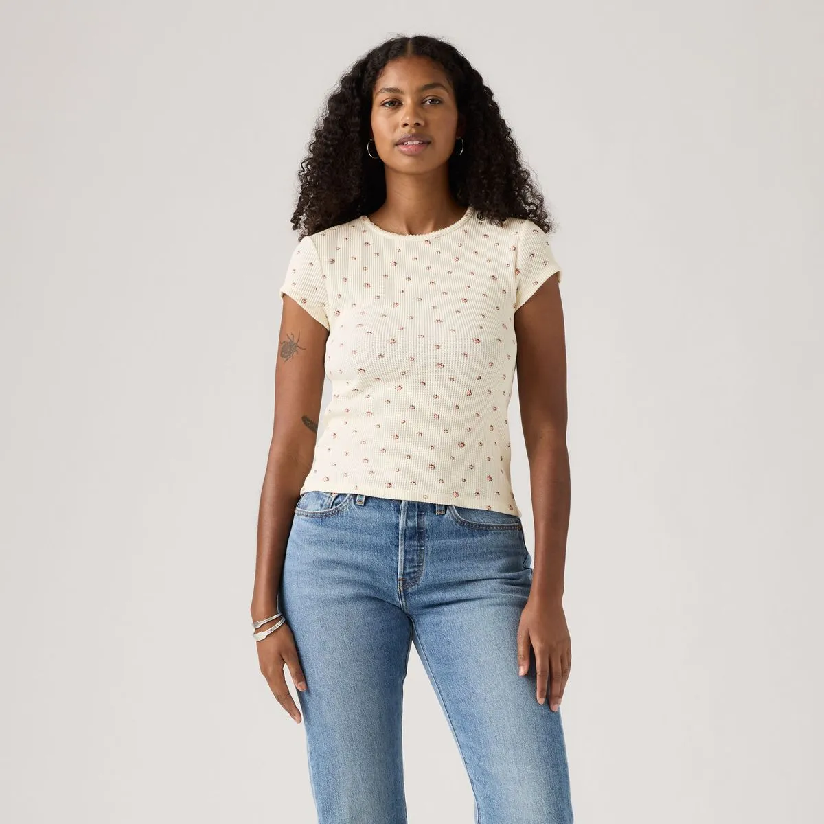 Levi's® Women's Dry Goods Waffle Cap-Sleeve Tee - White