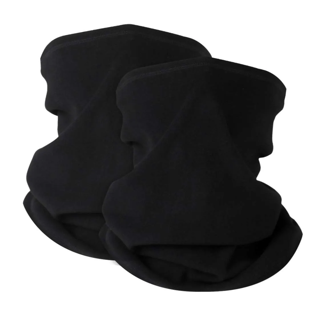2 Pack Winter Fleece Neck Gaiter: Windproof Face Mask for Men Women - Black