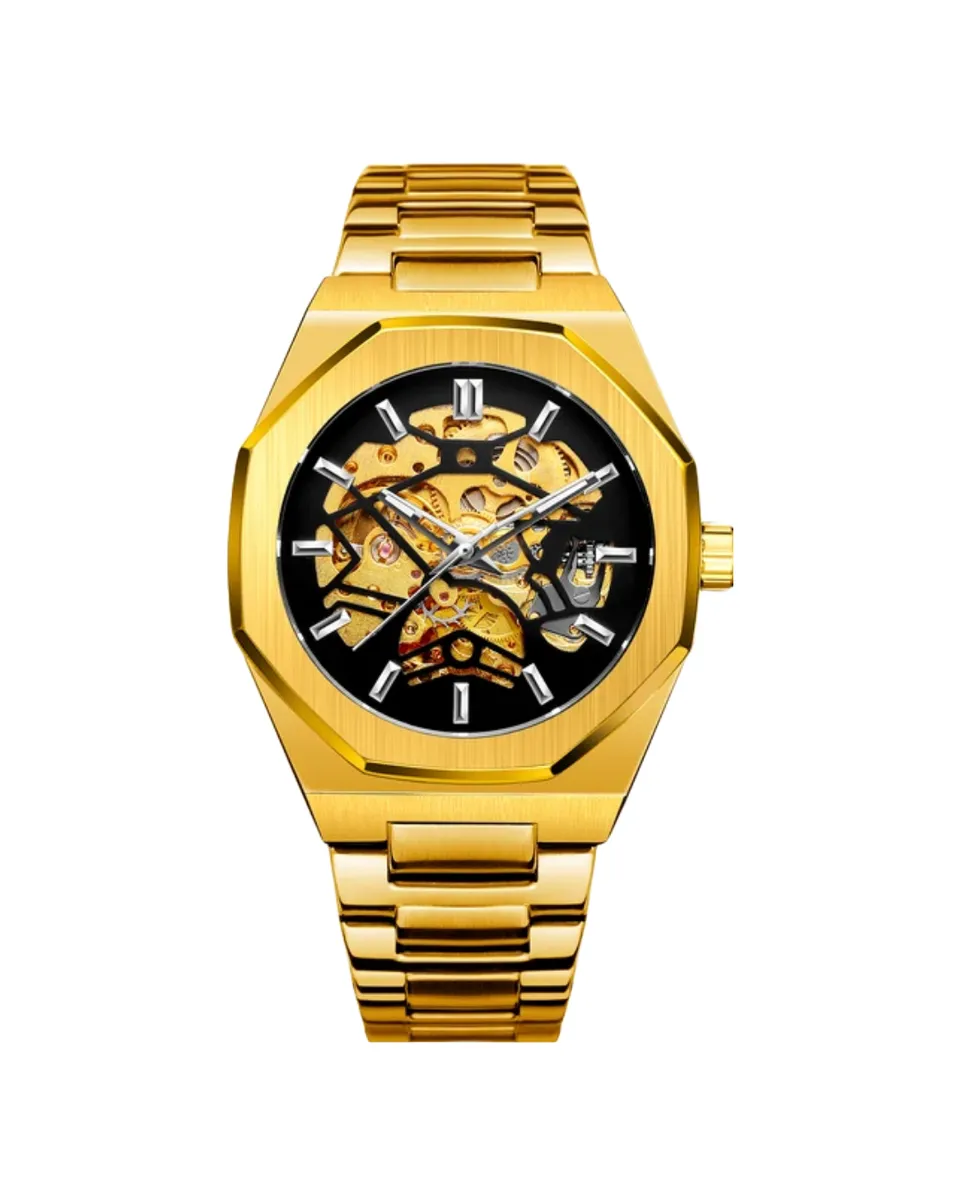 Men Gold/Black Dial Metal Analogue
