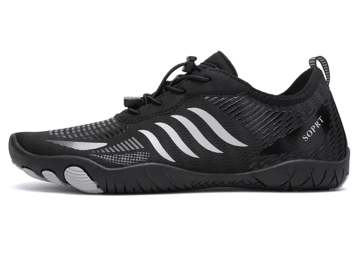 Lightweight Durable Aqua Water Beach Shoes - Black & White