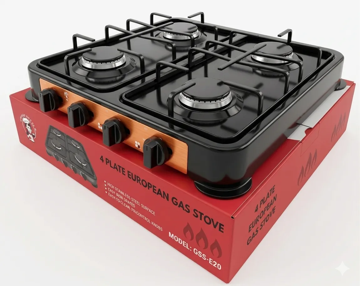 4 Burner European Gas Stove - Good Mama GBS-D20 Heavy Duty Stainless Steel
