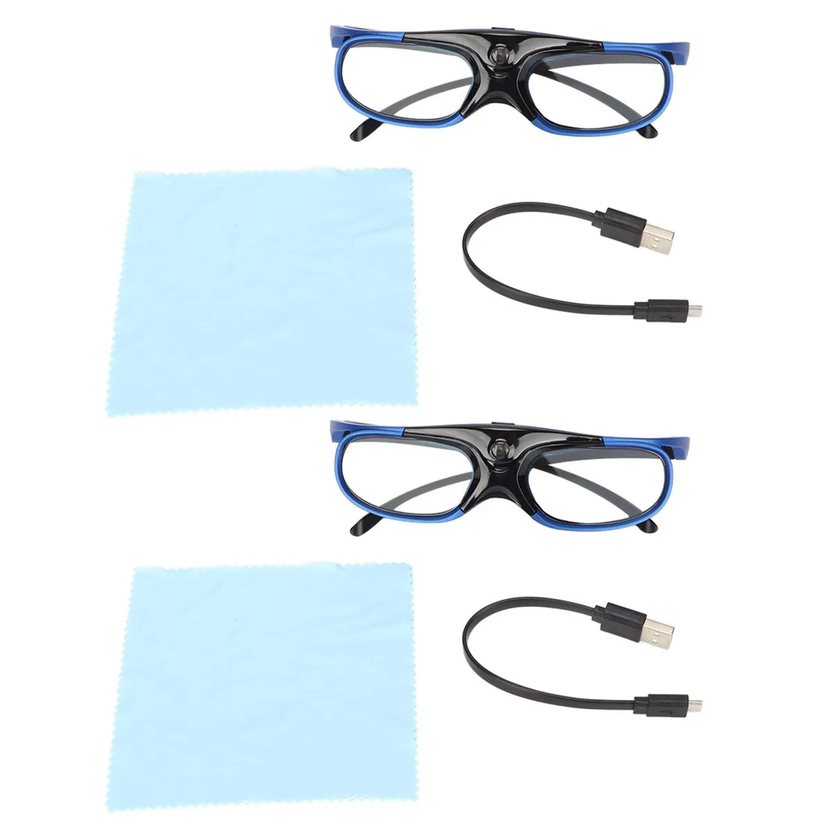 2Pcs DLP Link 3D Glasses 144Hz Rechargeable Active Shutter Glasses
