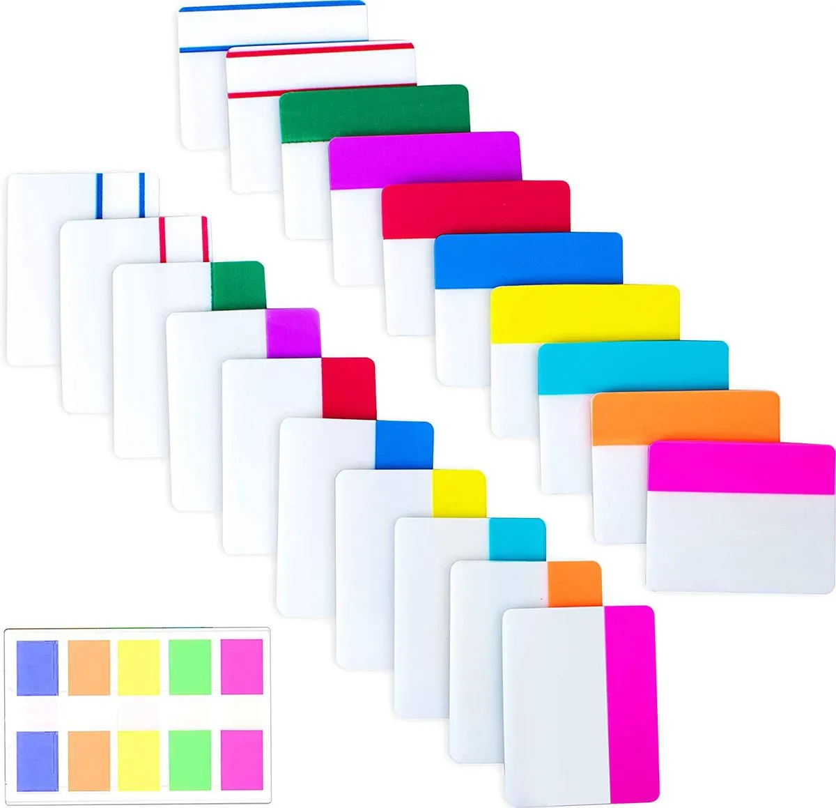 500 Pieces Tabs 2 Inch Markers Sticky Index Tabs,21 Sets 10 Colors