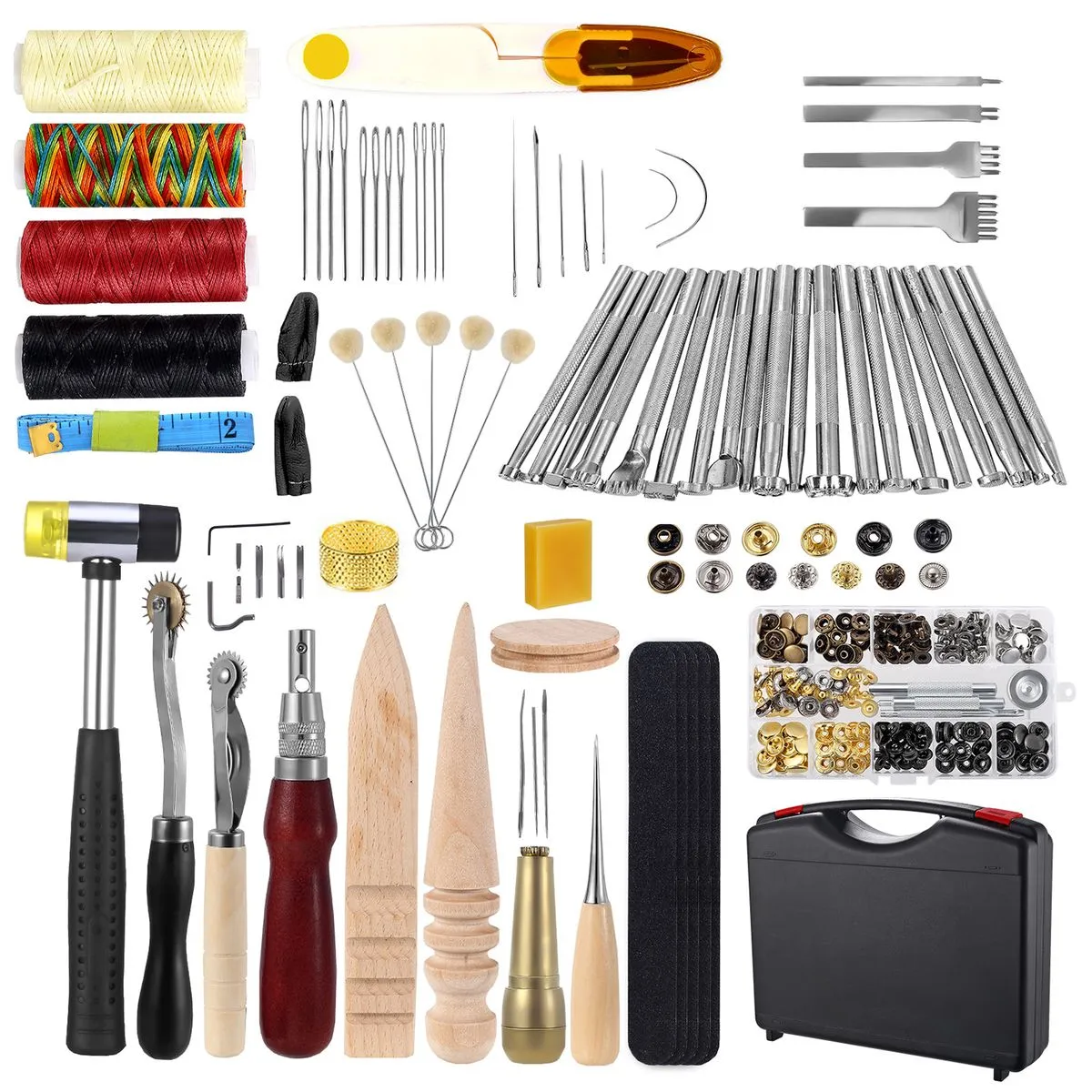 135PC Professional Leather Craft Kit with Thread Groover Awl Stitching Punc