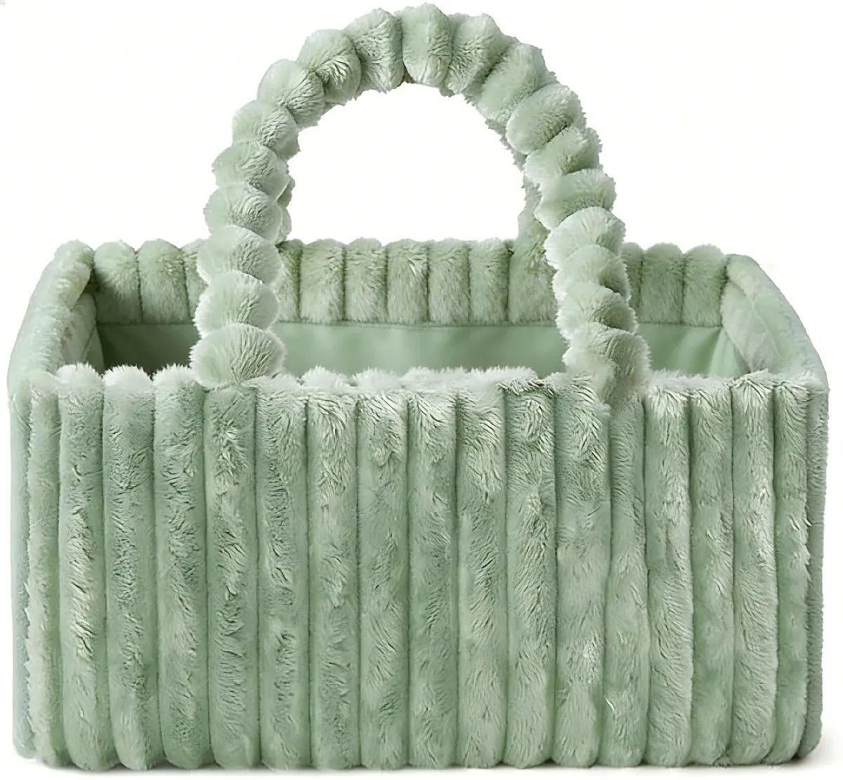 Flannel Diaper Caddy Organizer Gift for Baby Shower, Newborn Essentials - Green