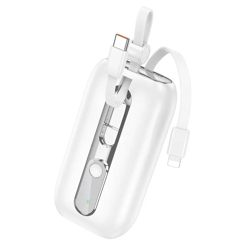 10000mAh Power Bank 22.5W Fast Charge, Built-In Charging Cables LED Battery