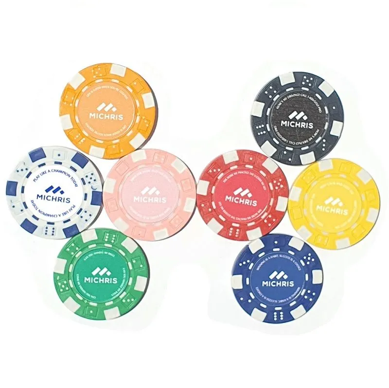 8 X Poker Chip Golf Ball Markers - Assorted Colours