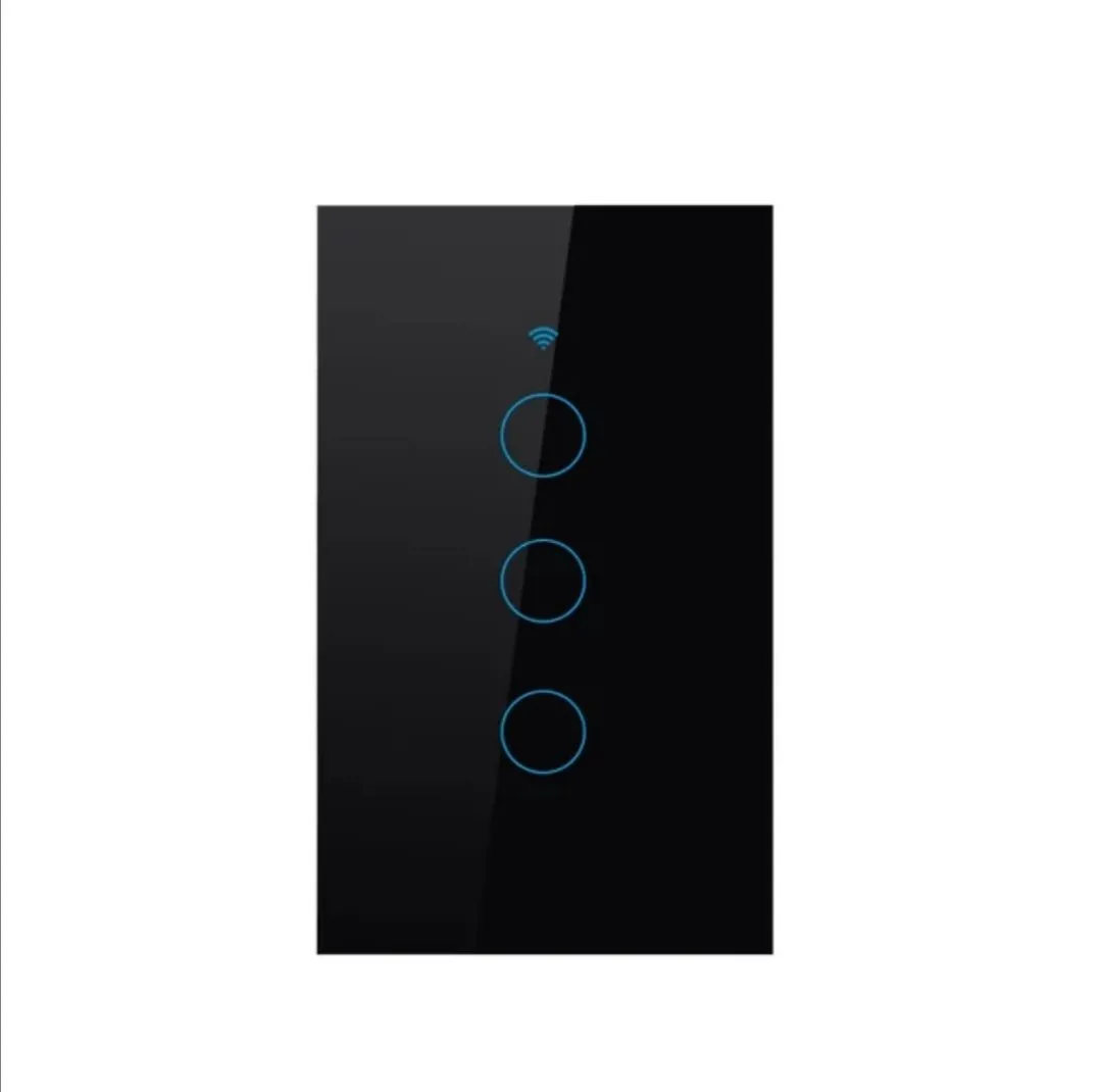3 Gang Smart WIFI light Switch (No Neutral Wire Required) - Black