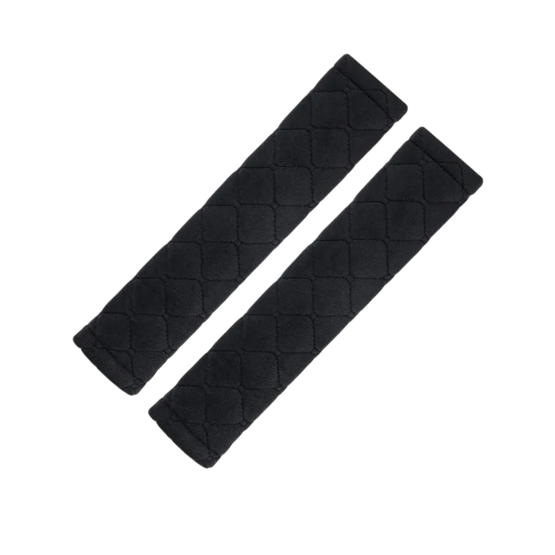 Car Seat Belt Shoulder Pads - Soft Polyester Cover - Pack of 2 - Black