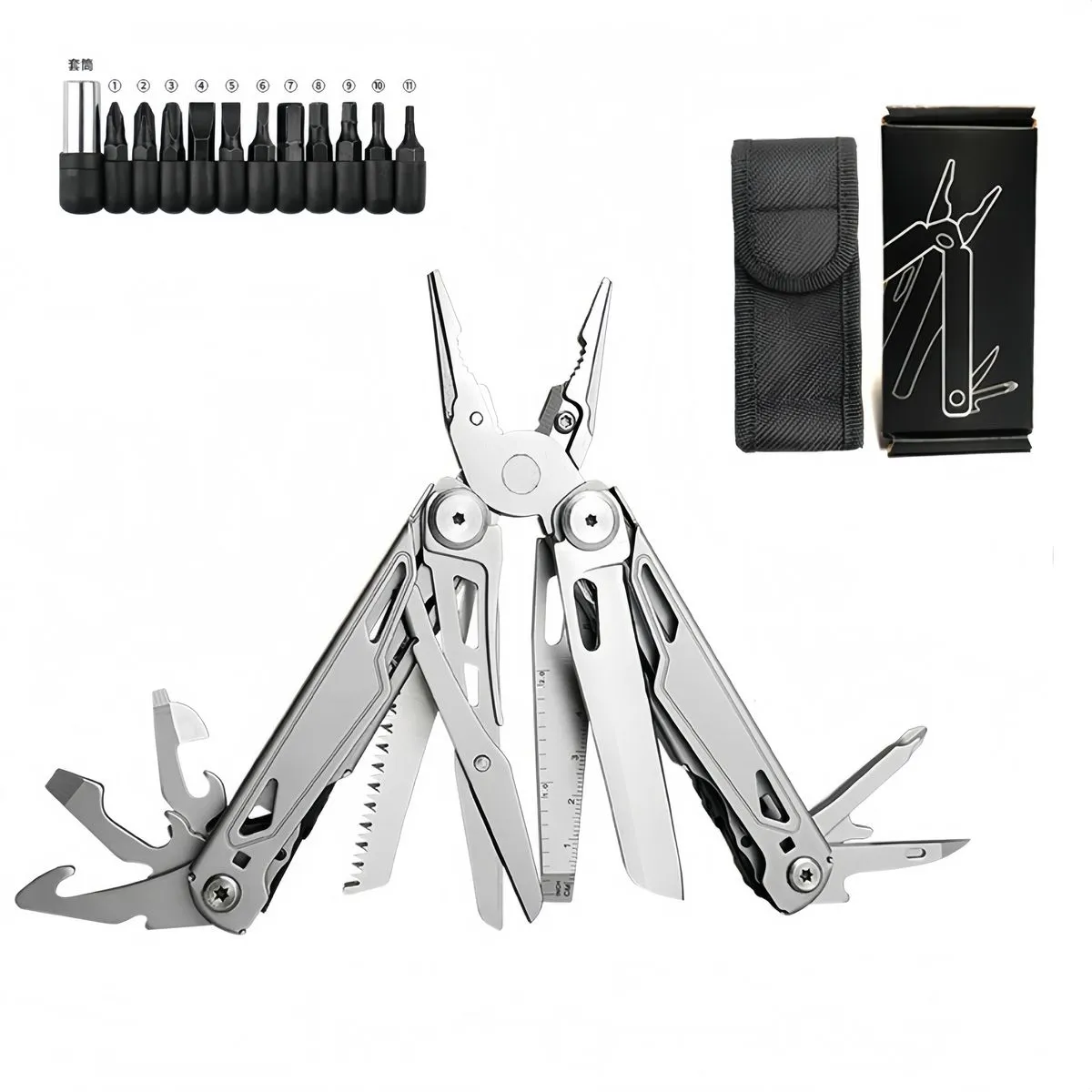 27 in1 Multitool with Plier Knife Screwdrivers for Camping Hiking Surviving