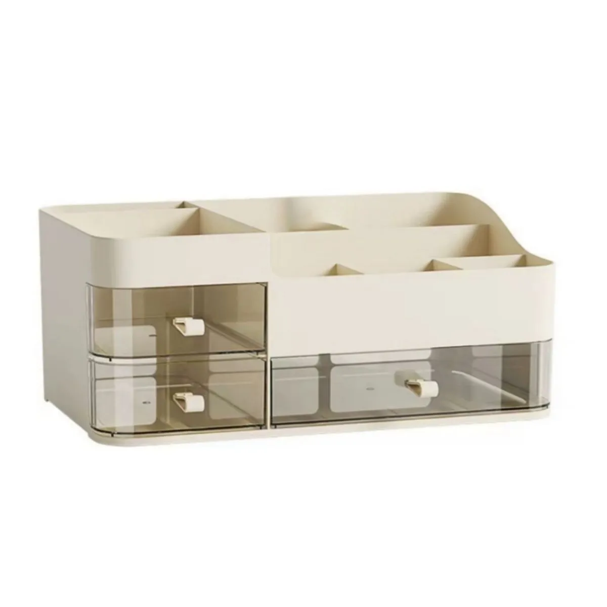 Desktop Makeup Organizer with Drawers, Portable Skincare Storage Box -White