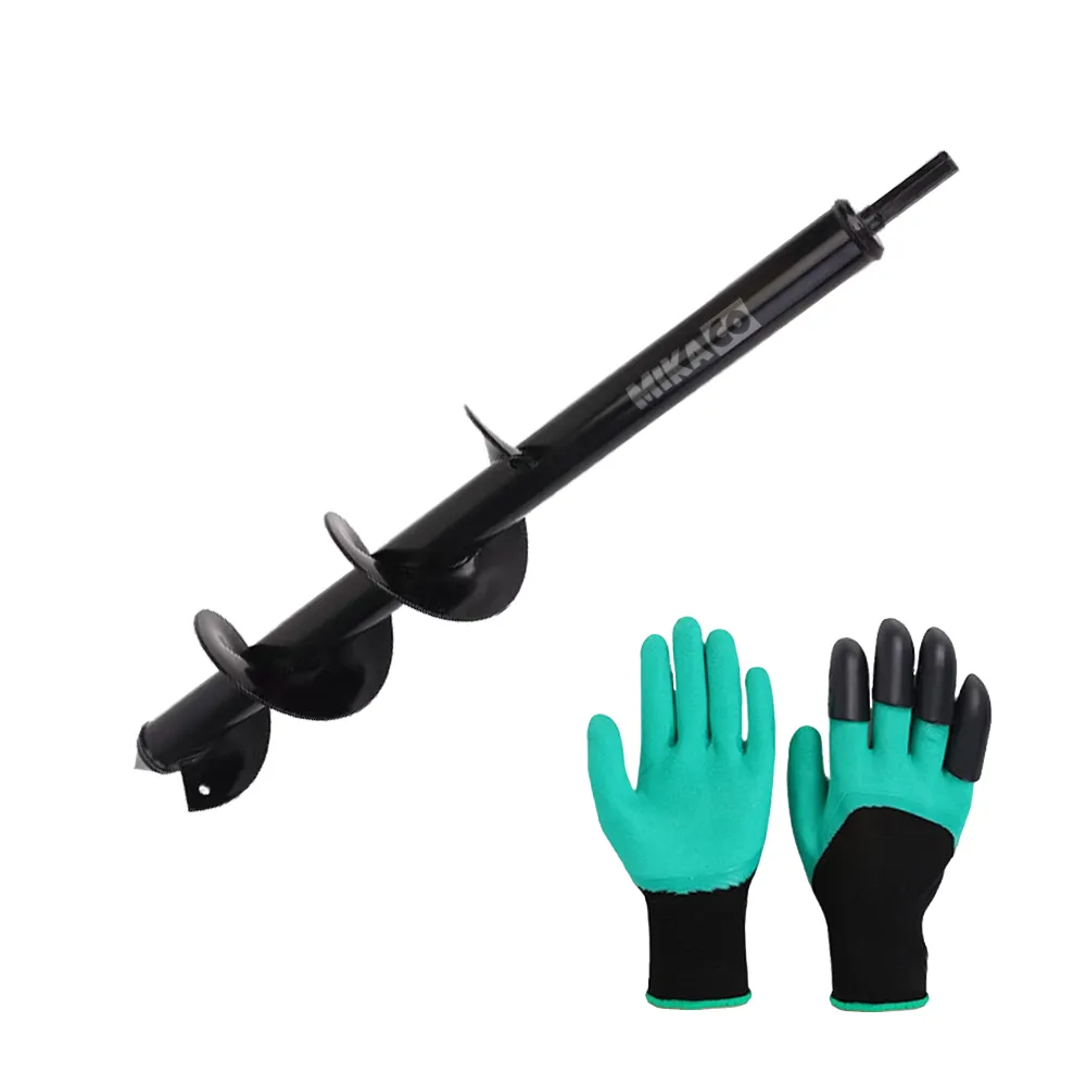 MIkaco Garden Spiral Auger Drill Bit (8x45cm) with Gardening Gloves