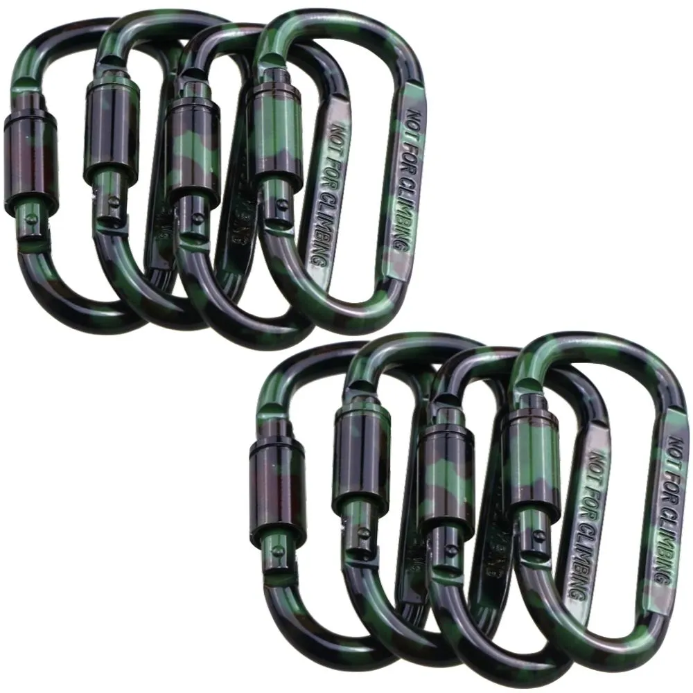Camping Clip Carabiner Keychain Camo Locking Clip 8 Set