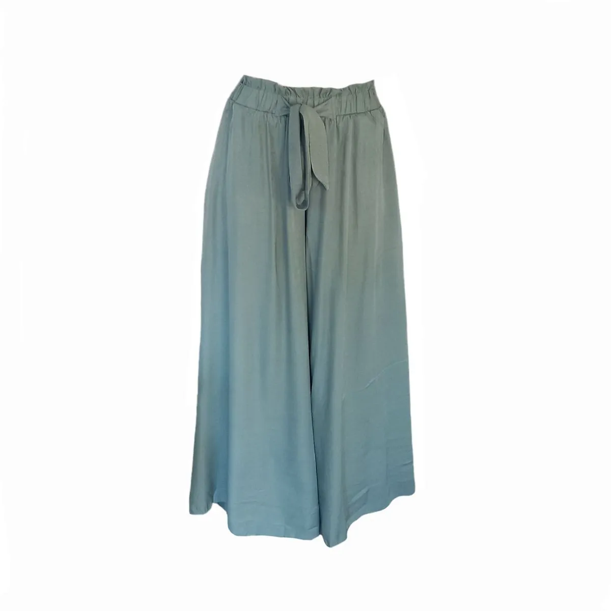 Ladies Olive Palazzo Pants With Side Pockets And Belt