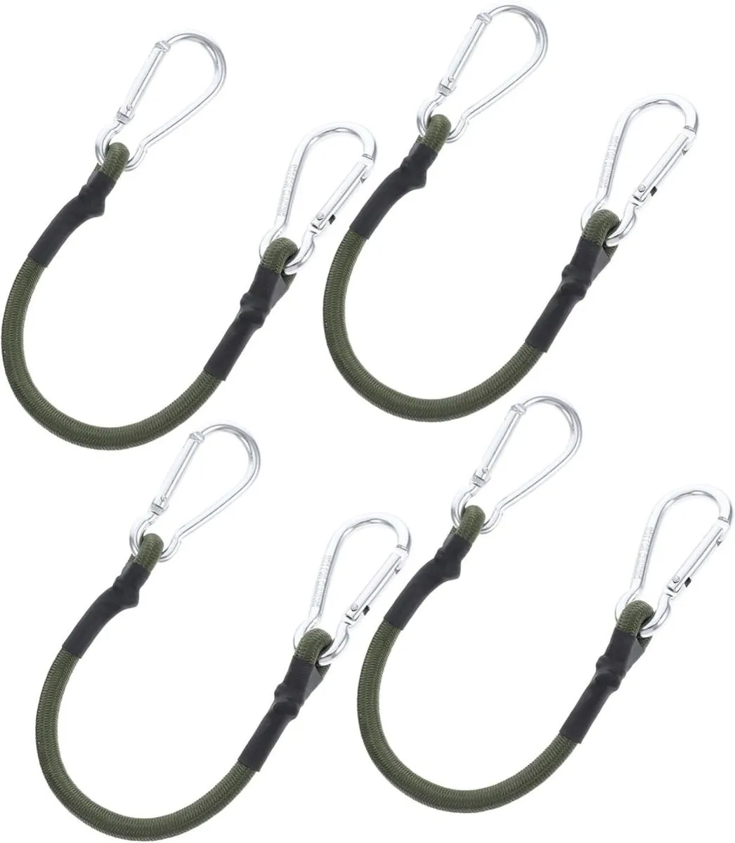 Elastic Rope Carabiner Tie-Downs 4pcs Heavy Duty Bungee Cords Hooks