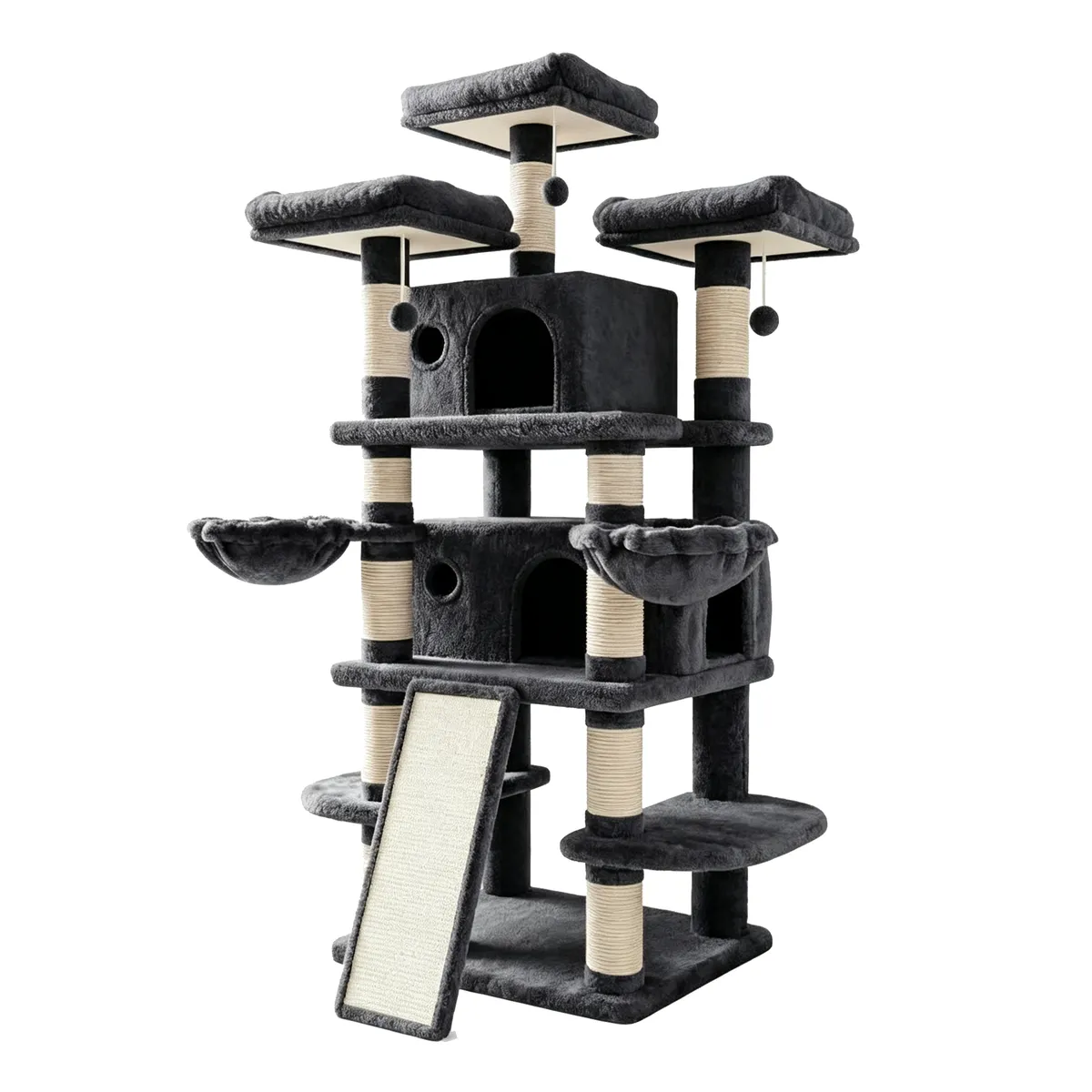 172cm Tall Multi Level Luxury Cat Tree Tower with Sisal Posts Hammock Condo