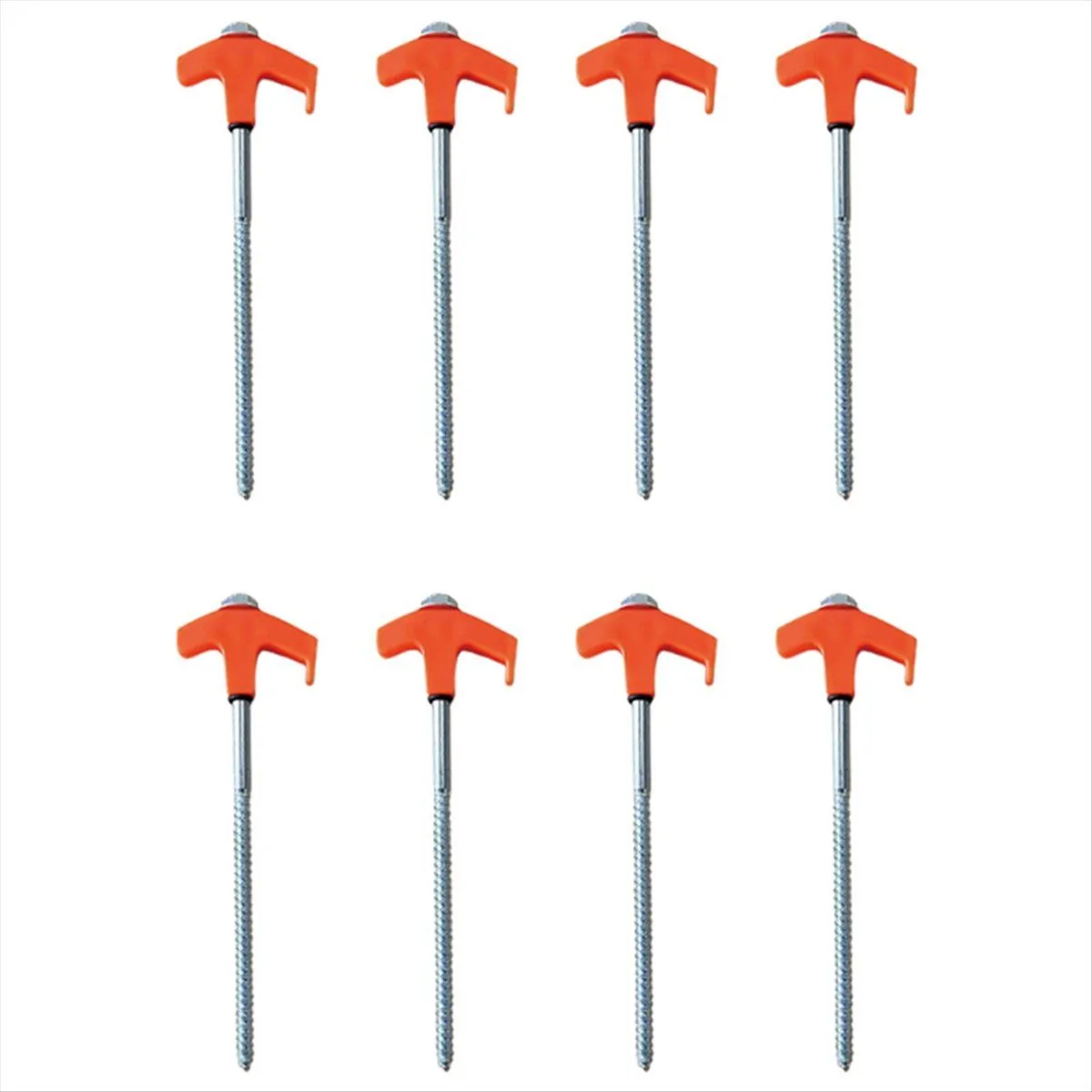 Tent Pegs Camping Stakes Metal Threaded Tent Spikes (8 Pcs) Orange