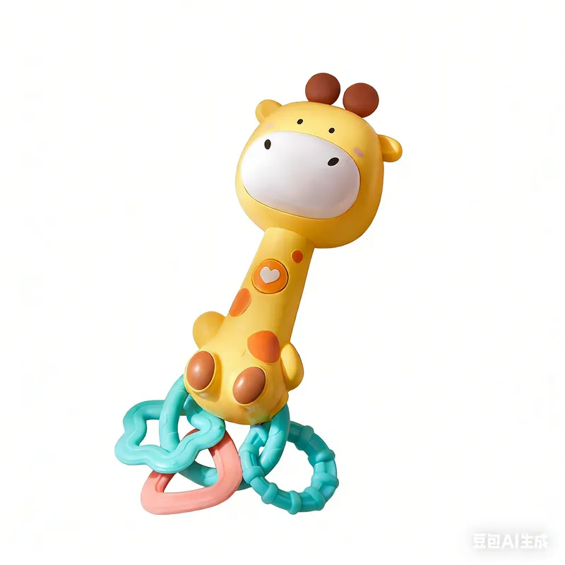 Giraffe Baby Rattle - Small Animal Hand Sticks, Baby Rattle Toy