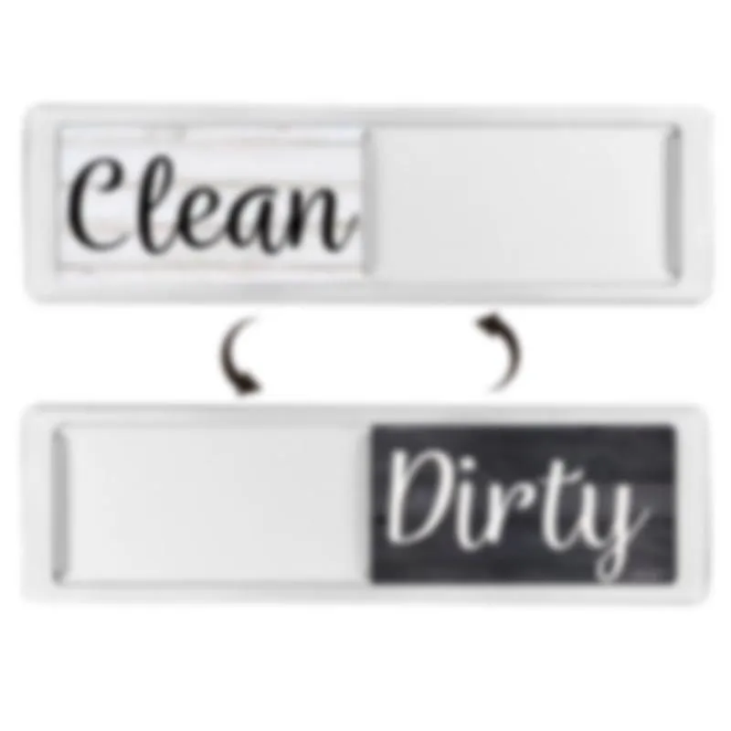 Magnetic Clean / Dirty Sign for Refrigerators and Dishwashers - Silver Wood Grain
