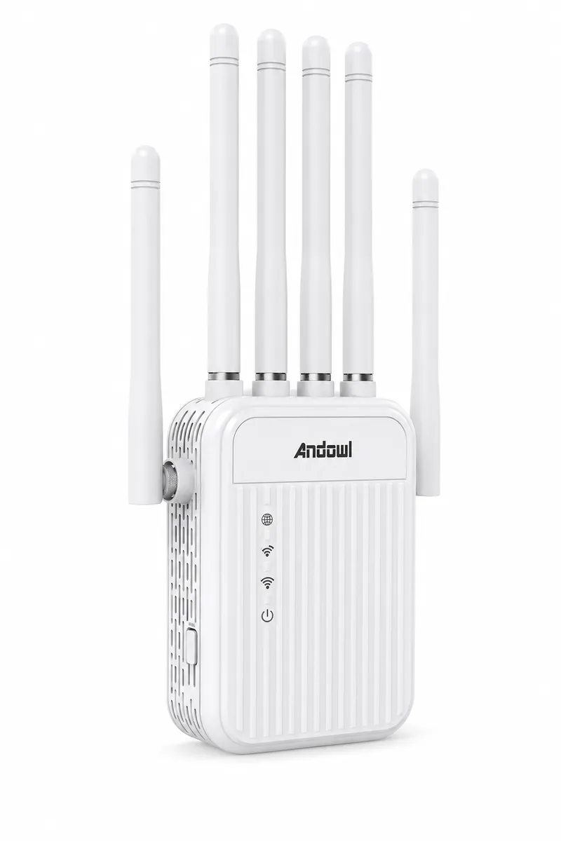 Wireless WiFi Range Extender 300Mbps Repeater with 6 Antennas White