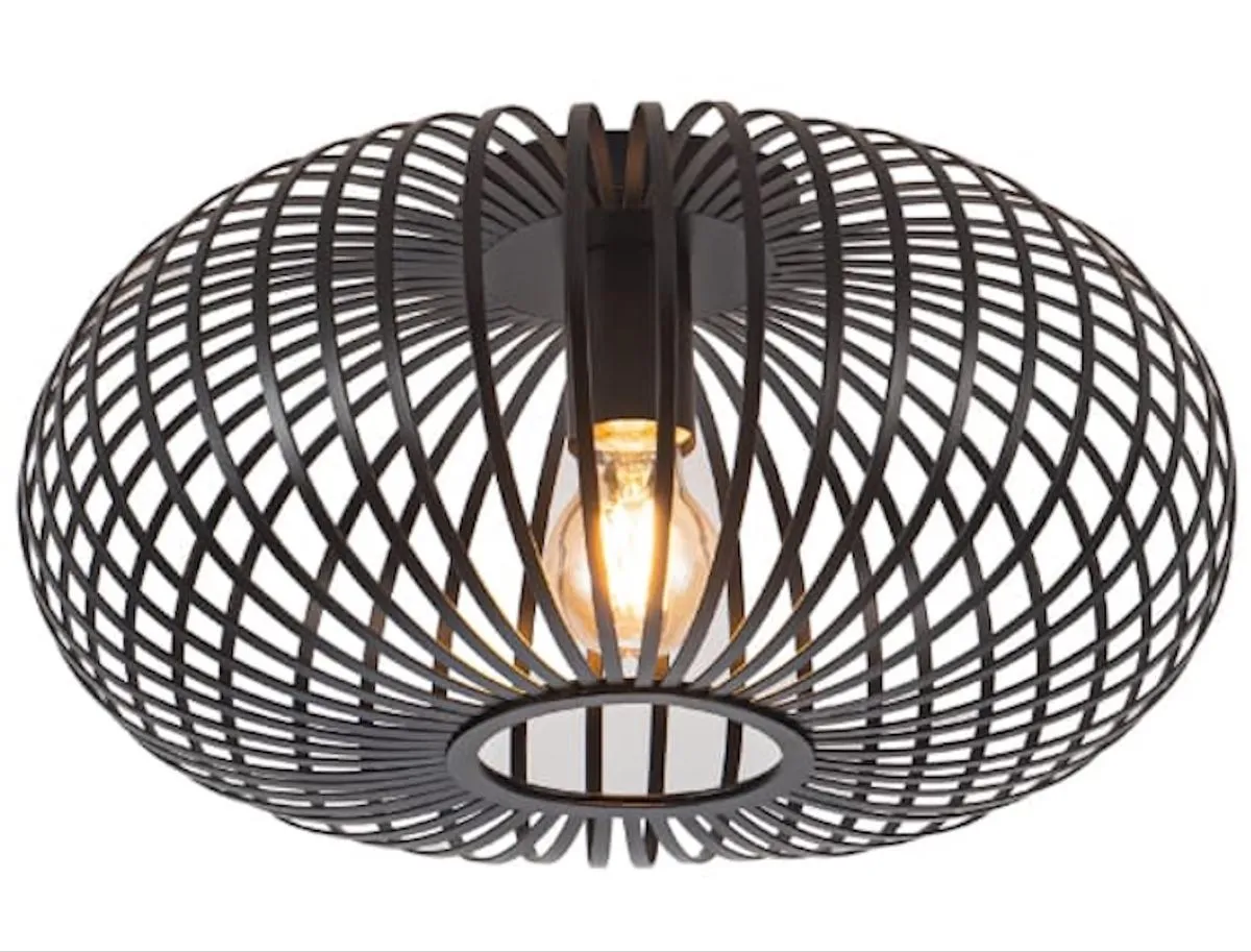 Flush Mount Metal Cage Style Ceiling Light-JNC - Black