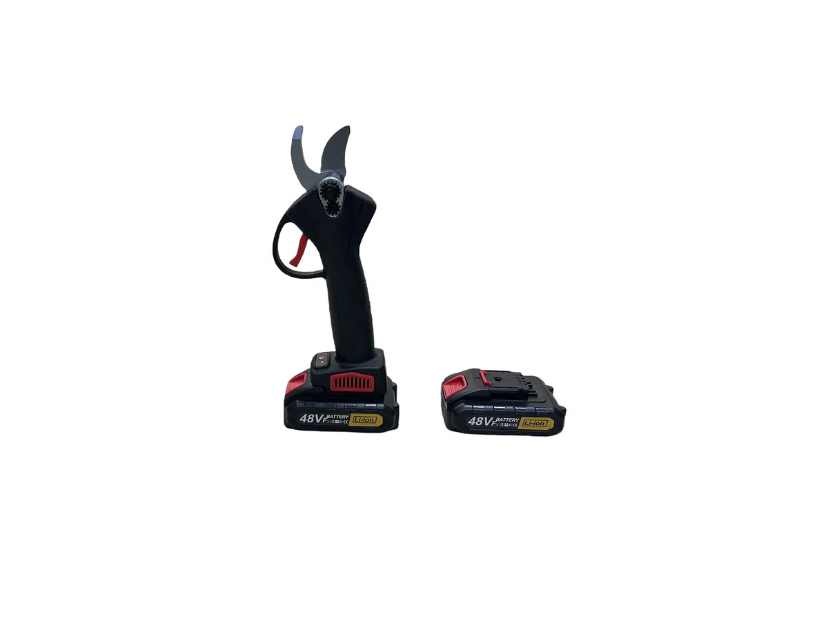 Black Cordless Electric Pruning Shears with 2 Lithium Batteries 48V