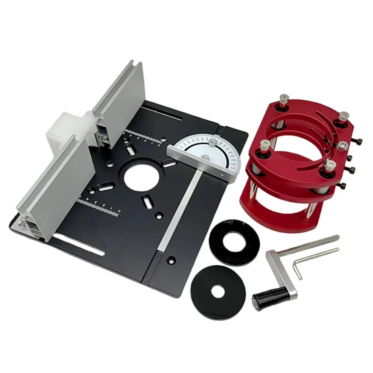 Router Lift System And Aluminum Router Table Insert Plate Black