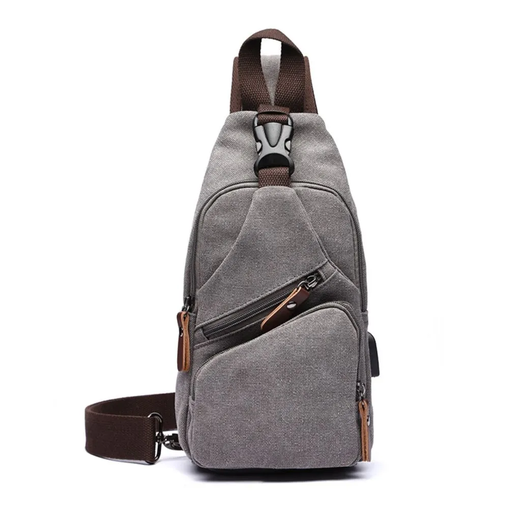 New Men's Shoulder Bag Casual Canvas Small Chest Bag