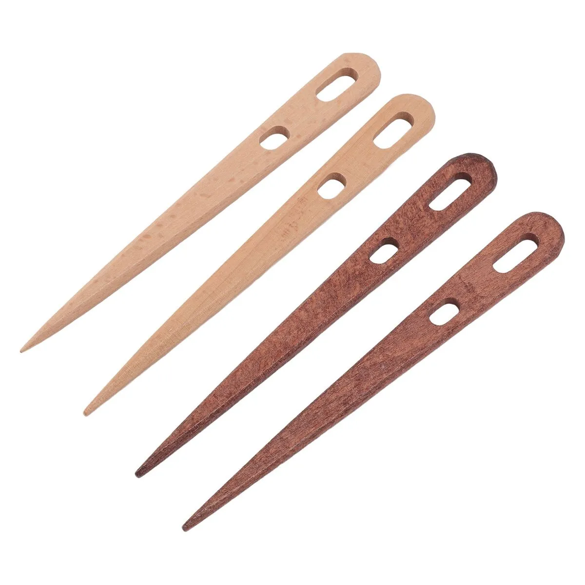Weaving Crochet Needle 4PCS Double Hole Beechwood Big Eye