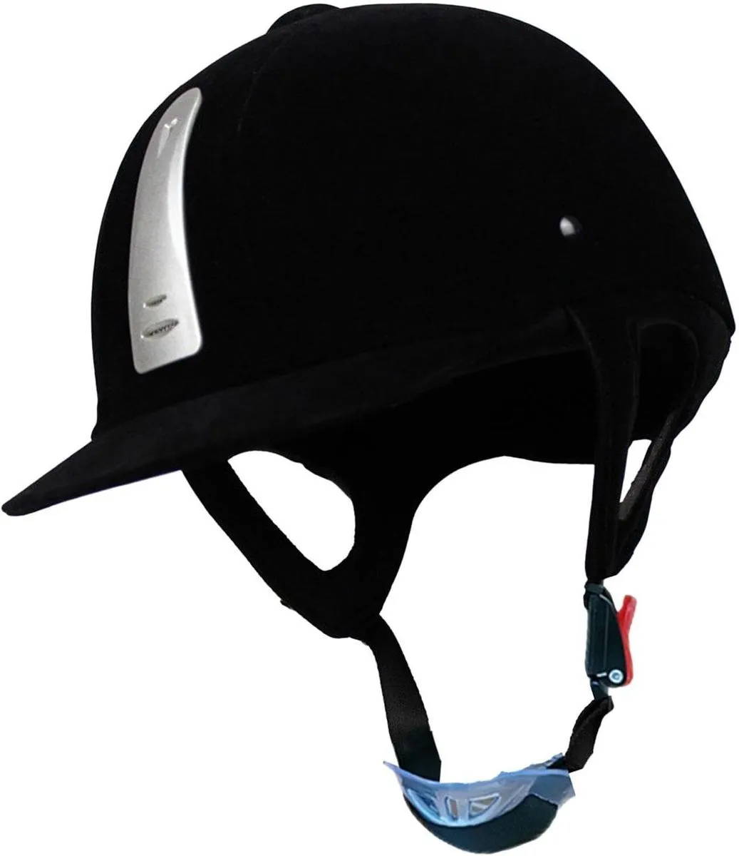 Velvet Horse Helmet Adjustable Head Circumference 54-62cm Hat - Black Silvery, No Mirror