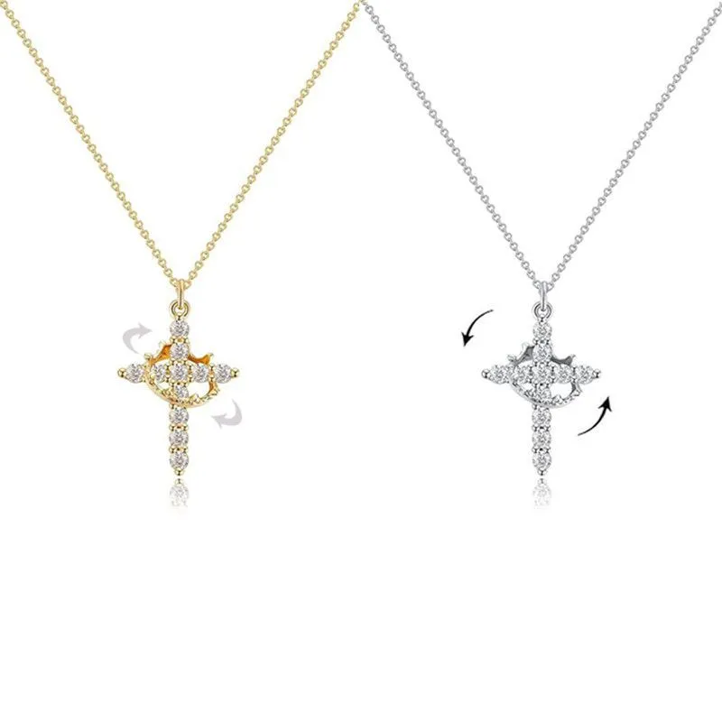 Gold and Silver Cross Necklace Set Fashion Jewelry Gift for Women