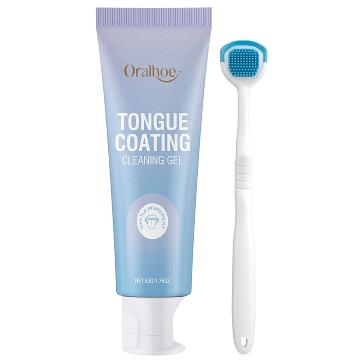 Tongue Cleaner Gel with Tongue Brush, Oral Care Kit, Tongue Scraper Gel Set - 1pc
