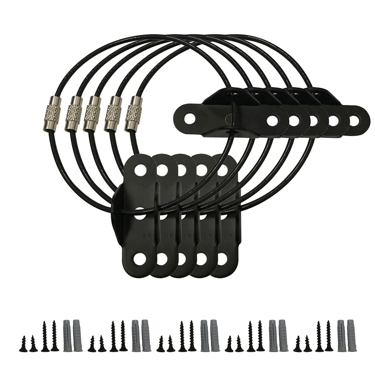 5 Pack Metal Furniture Anchors Anti Tip Furniture Straps for Baby Proofing - Black