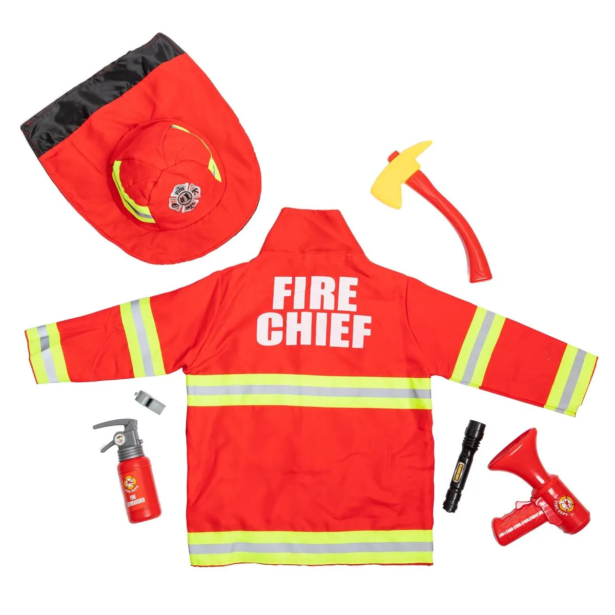 Fireman Costume - Hat Torch Loud Speaker & Accessories - Pretend, Role Play