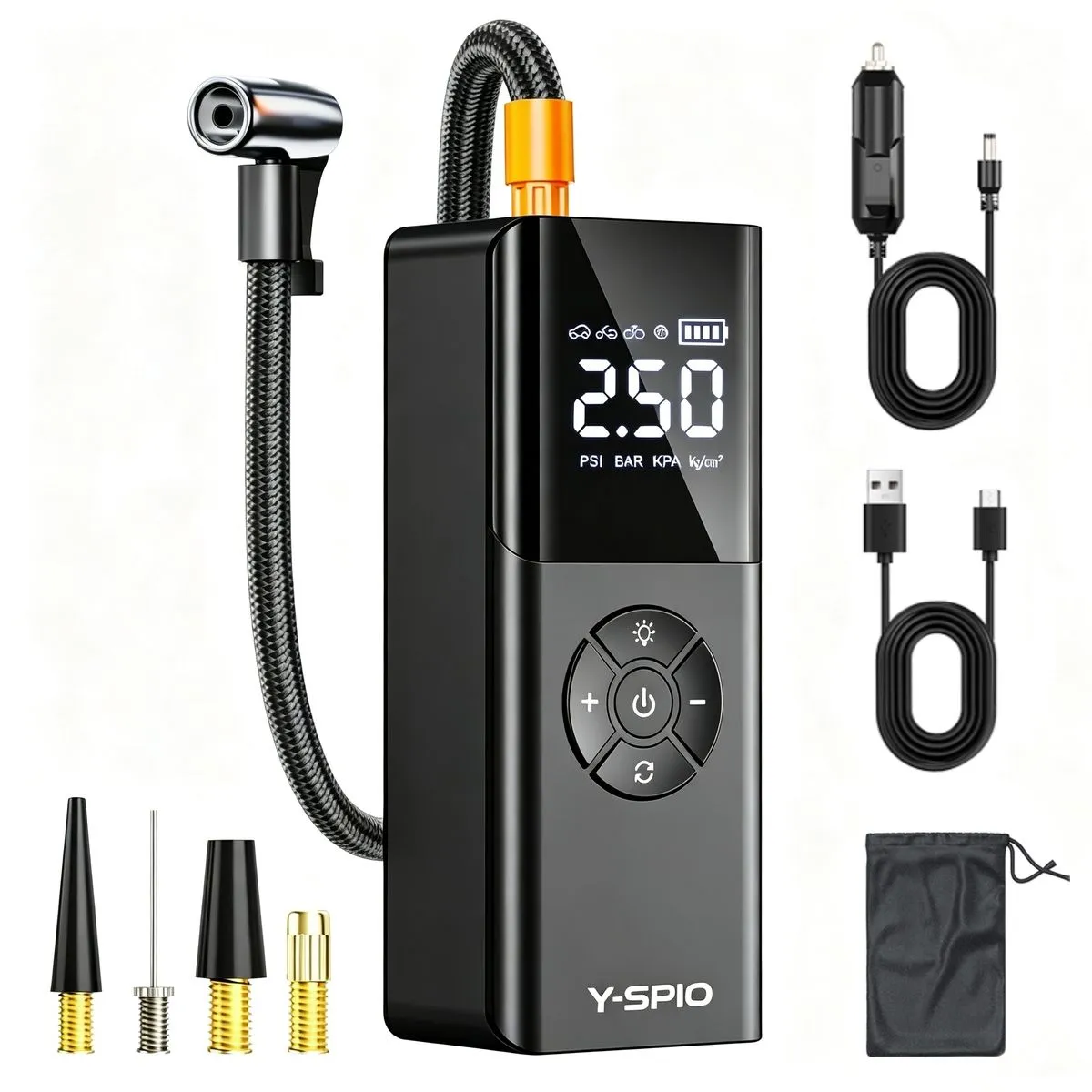 3in1 Tire Inflator Portable Smart Air Compressor, Tyre & Wheel Care Y-SPIO