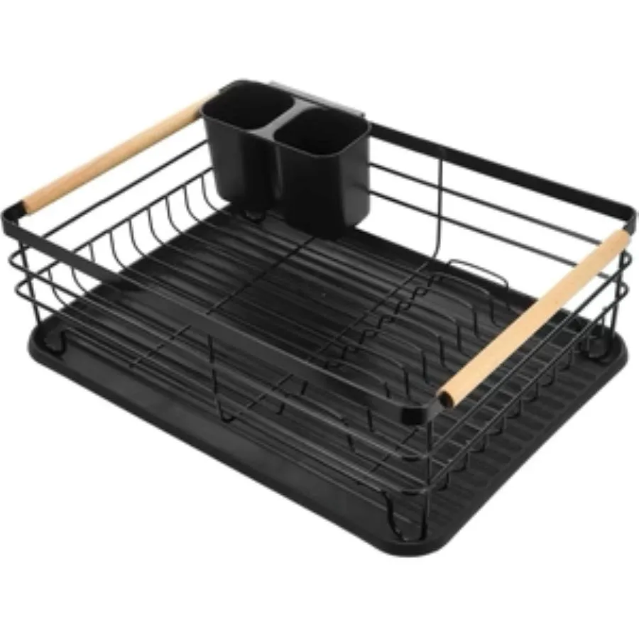 Compact Black Wire Dish Drainer Board Set