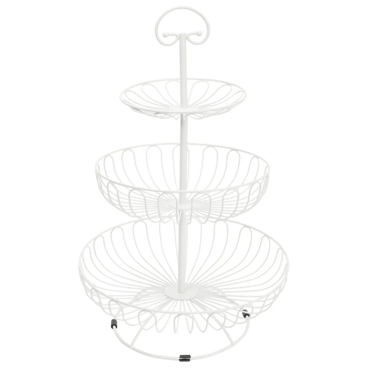 3 Tier Countertop Wire Fruit and Vegetable Basket with Handle - White