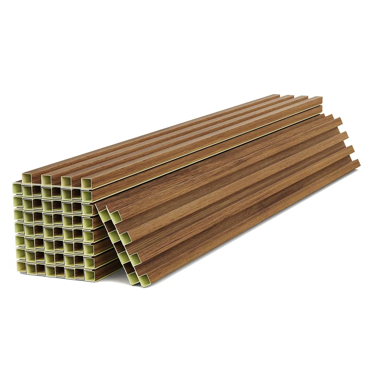 18Pc Wood Wall Slat Panels 3D Fluted Wall Ceiling Decor Soundproof Panels - Brown