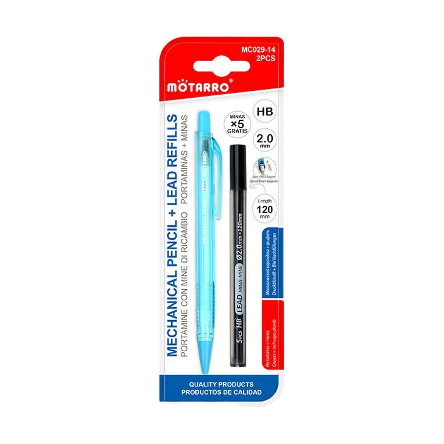 High Quality Mechanical Pencil + 5 Pcs 120mm Lead Refills - Blue