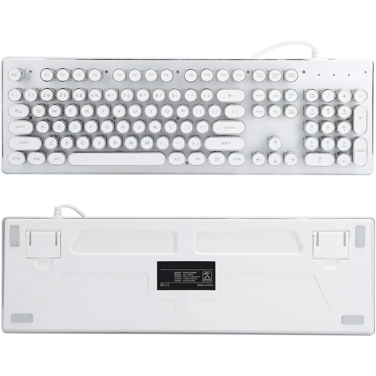 Vintage Mechanical Keyboard-Typewriter Look, Round Keys, Colorful Backlight