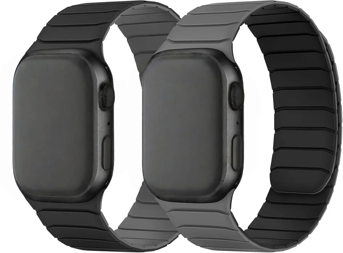 Double Sided Wearable Magnetic Band Compatible with Apple Watch 42/44/45/49 - Black-Grey