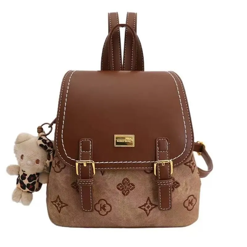 Vintage Monogram Mini Backpack | Leather Spliced College Style Bag