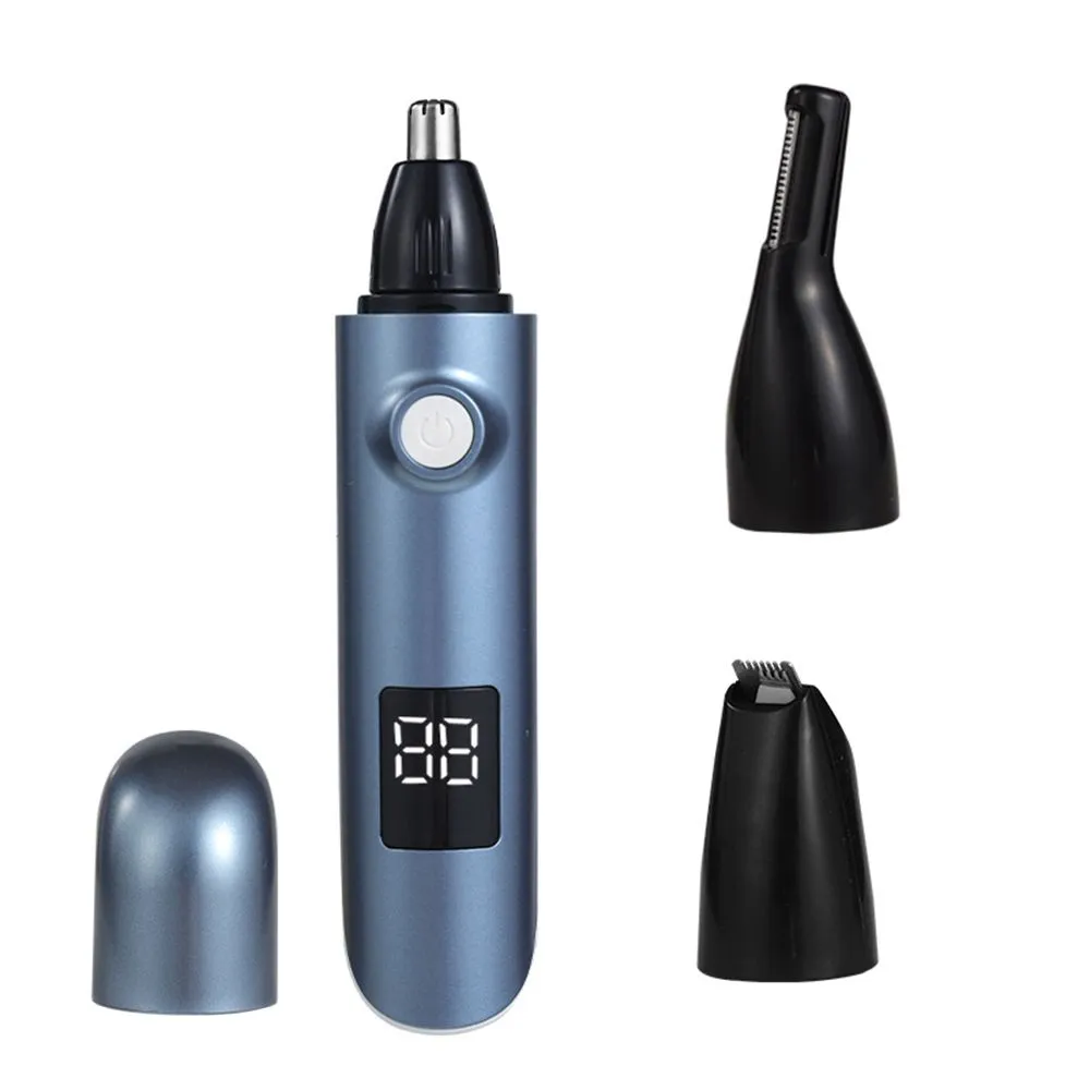 3 in 1 Digital Display Electric Eyebrow Nose Hair Trimmer - Blue