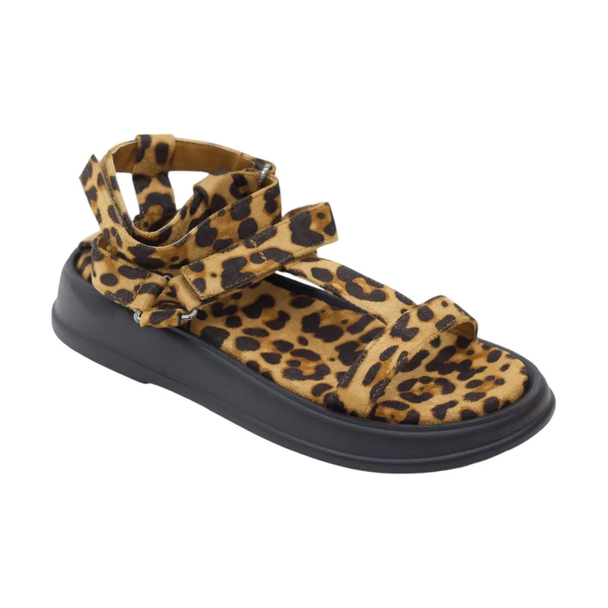 Lamara Paris Lite Hook And Loop One Band Strap On Chuncky Sole Leopoard